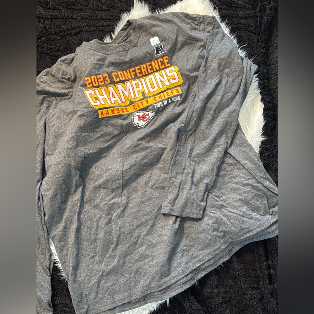 Kansas City Chiefs 2023 Conference Champions Gray Long Sleeve Shirt